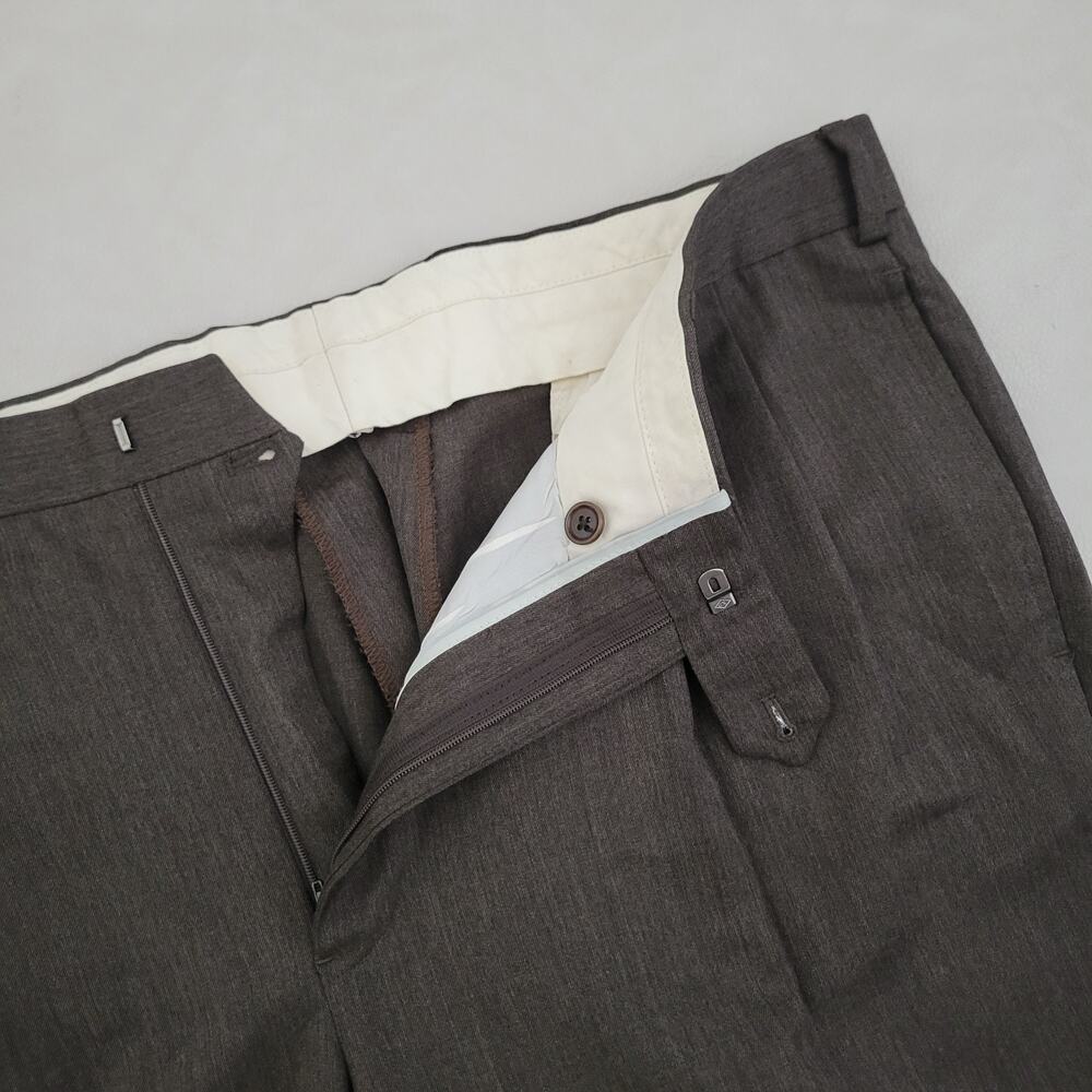 Brooks Brothers Pants Men 38x32 Brown Madison Fit 100% Wool Chino Trousers - Picture 9 of 11